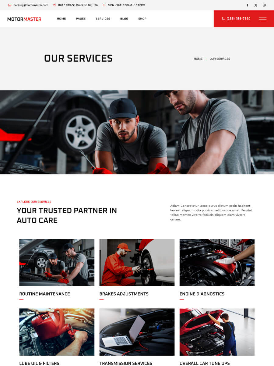 Motormaster Our Services Scresnshot
